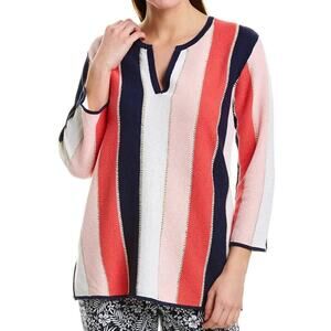 Tommy Bahama Women’s Medium Sweater Knit Pullover V Neck Beach Top Cotton Linen